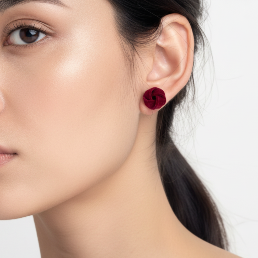 ARETES ROSA DE TERCIOPELO