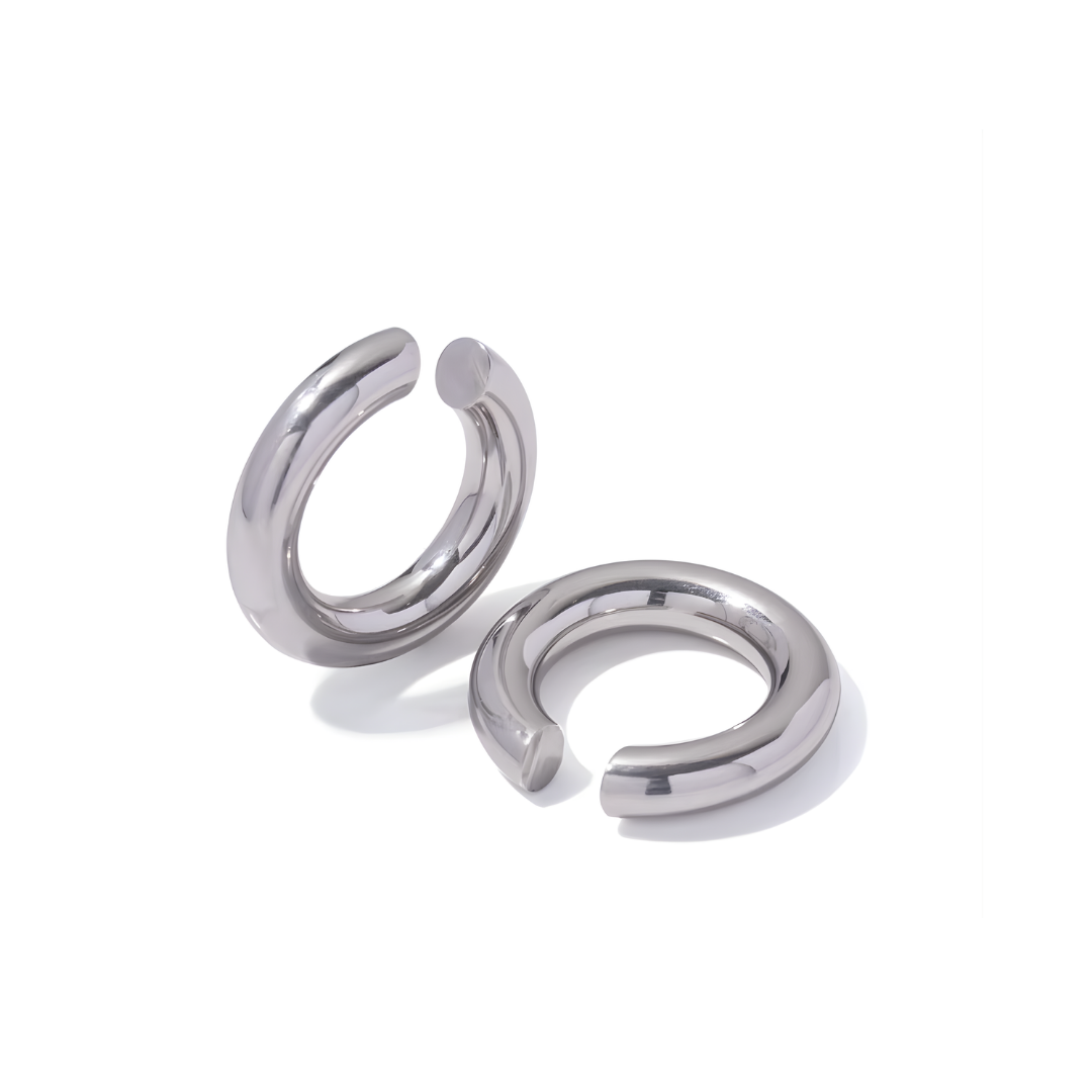 EAR CUFF SILVER LISO 2 PIEZAS